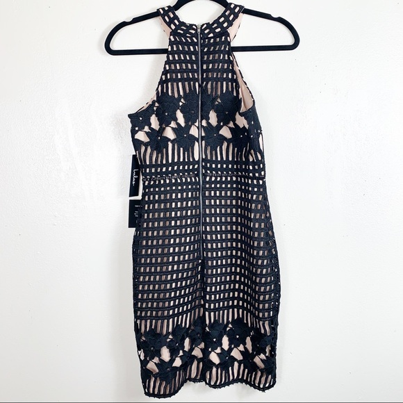 Lulus black lace overlay halter dress - Picture 2 of 8